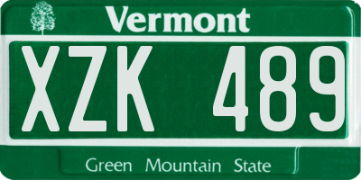VT license plate XZK489