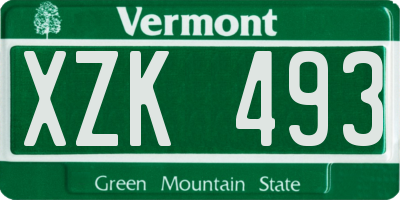 VT license plate XZK493