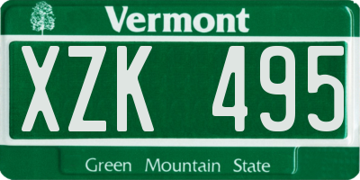 VT license plate XZK495