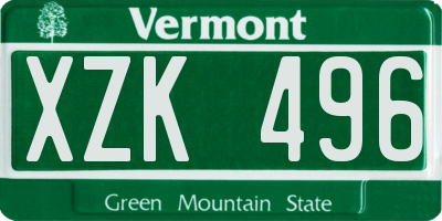 VT license plate XZK496