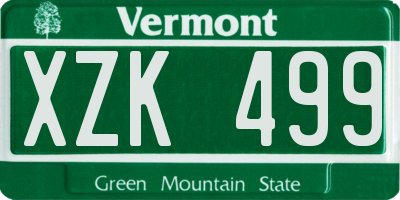 VT license plate XZK499