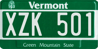 VT license plate XZK501