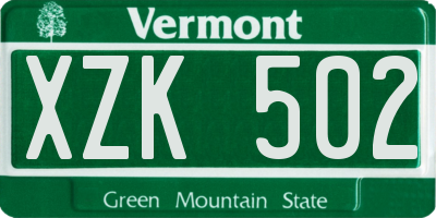 VT license plate XZK502