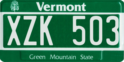 VT license plate XZK503