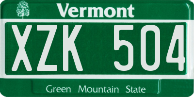 VT license plate XZK504
