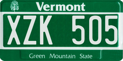 VT license plate XZK505