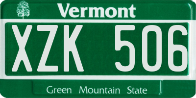 VT license plate XZK506