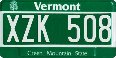 VT license plate XZK508