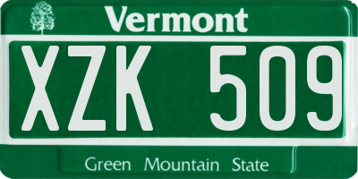 VT license plate XZK509