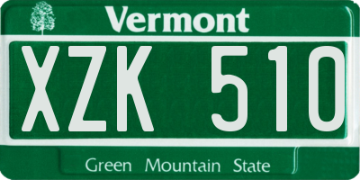 VT license plate XZK510