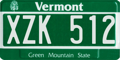 VT license plate XZK512