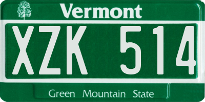 VT license plate XZK514