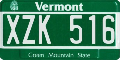 VT license plate XZK516