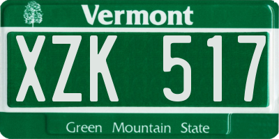 VT license plate XZK517
