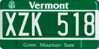 VT license plate XZK518
