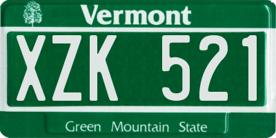 VT license plate XZK521