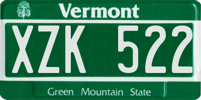 VT license plate XZK522