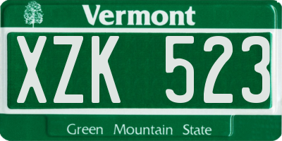 VT license plate XZK523