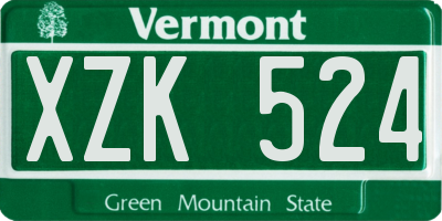 VT license plate XZK524