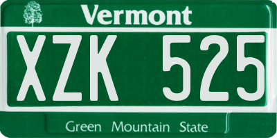 VT license plate XZK525