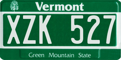 VT license plate XZK527