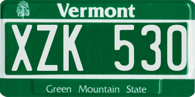 VT license plate XZK530