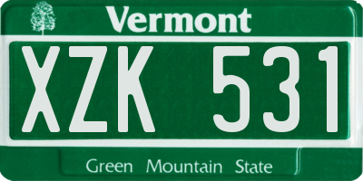VT license plate XZK531