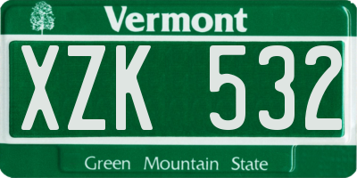 VT license plate XZK532
