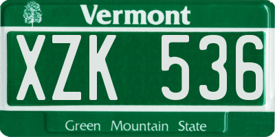 VT license plate XZK536
