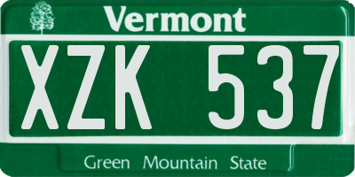 VT license plate XZK537