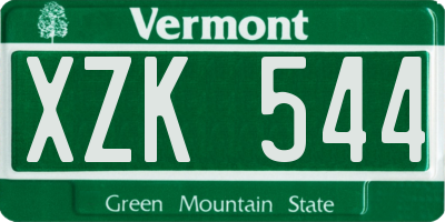VT license plate XZK544