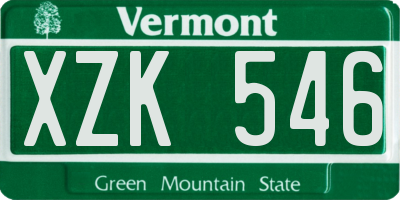 VT license plate XZK546