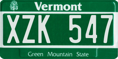VT license plate XZK547