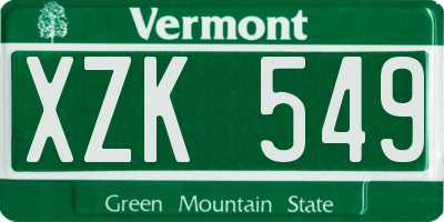 VT license plate XZK549