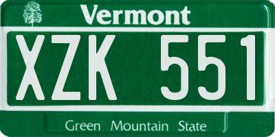VT license plate XZK551