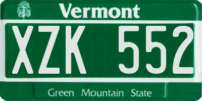 VT license plate XZK552