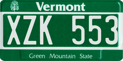 VT license plate XZK553
