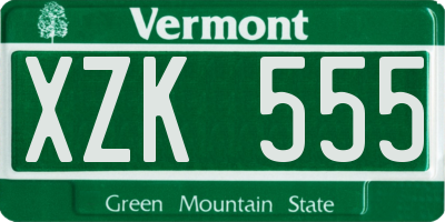 VT license plate XZK555