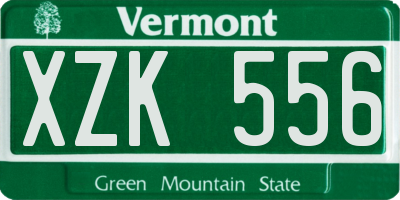 VT license plate XZK556