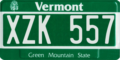 VT license plate XZK557