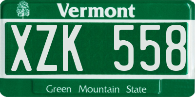 VT license plate XZK558