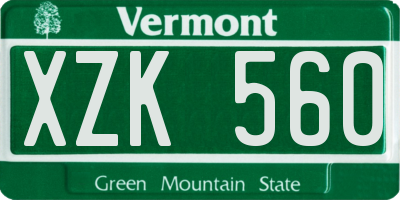 VT license plate XZK560