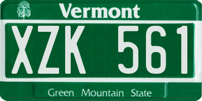 VT license plate XZK561