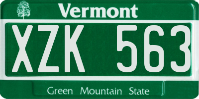 VT license plate XZK563