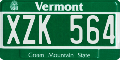 VT license plate XZK564