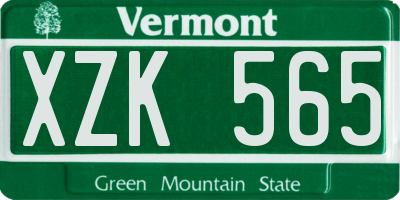 VT license plate XZK565