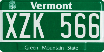 VT license plate XZK566