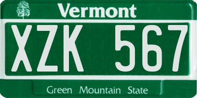 VT license plate XZK567