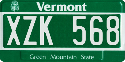 VT license plate XZK568