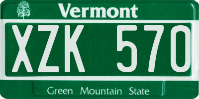 VT license plate XZK570